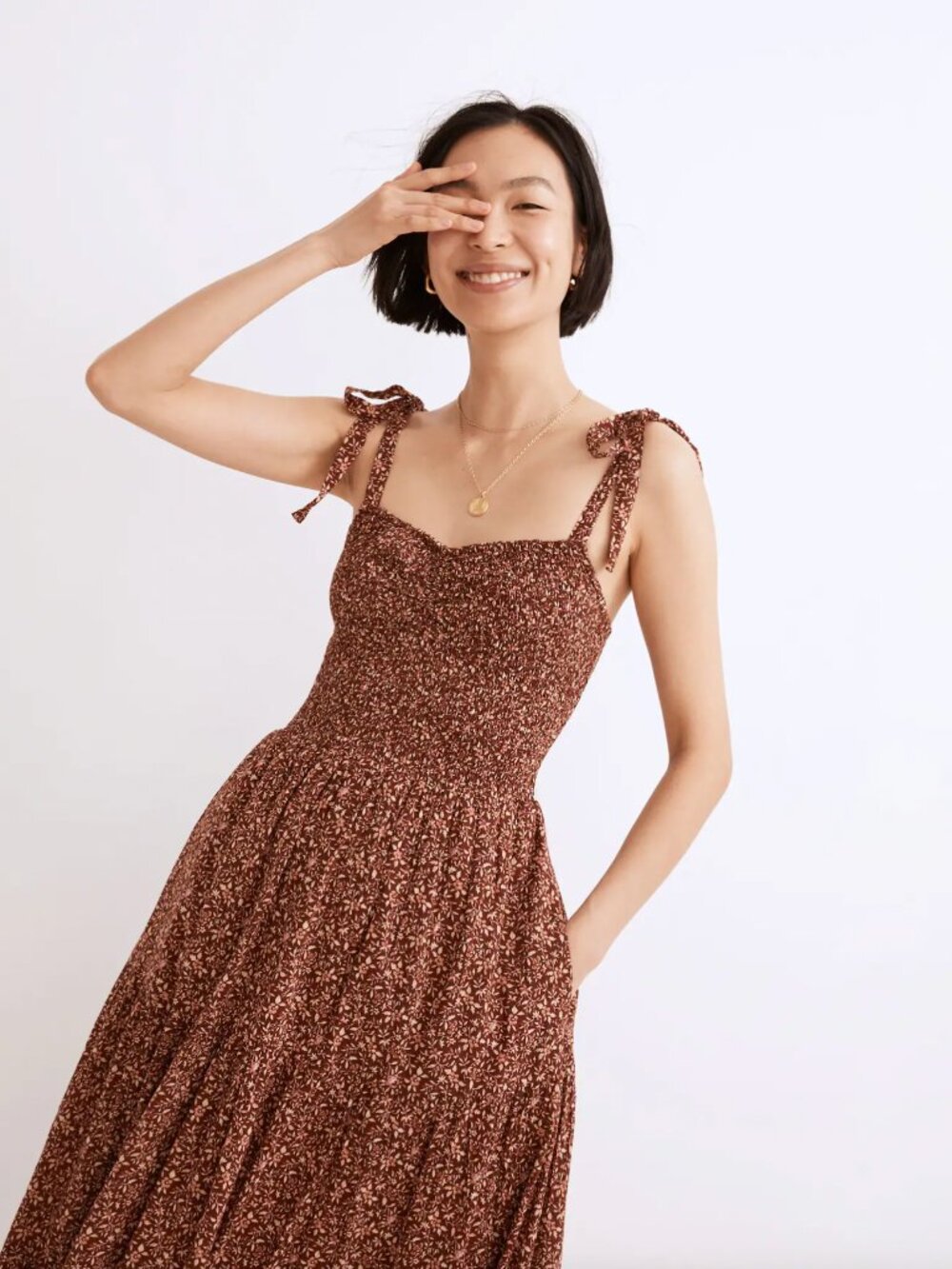 Madewell Lucie Tie-Strap Tiered Midi Dress in Florentine Floral
